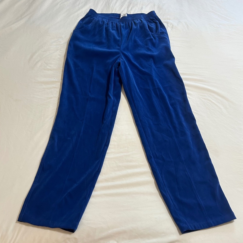 Koret Royal Blue Elastic Waist Straight Leg Pants Holiday 2003 Vintage Size 10